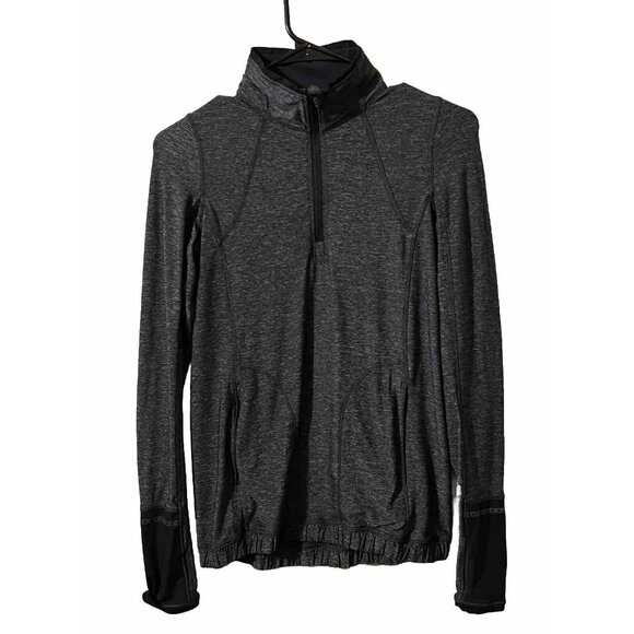 Lululemon Women's XS Long Sleeve 1/4 Zip Pullover Top Heathered Gray Black - Picture 1 of 6